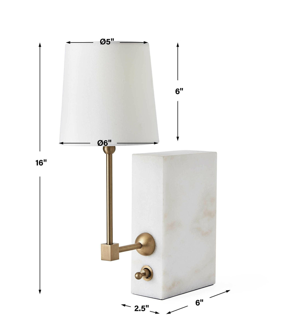 on a Shelf Mini Lamp - White Marble/brass.