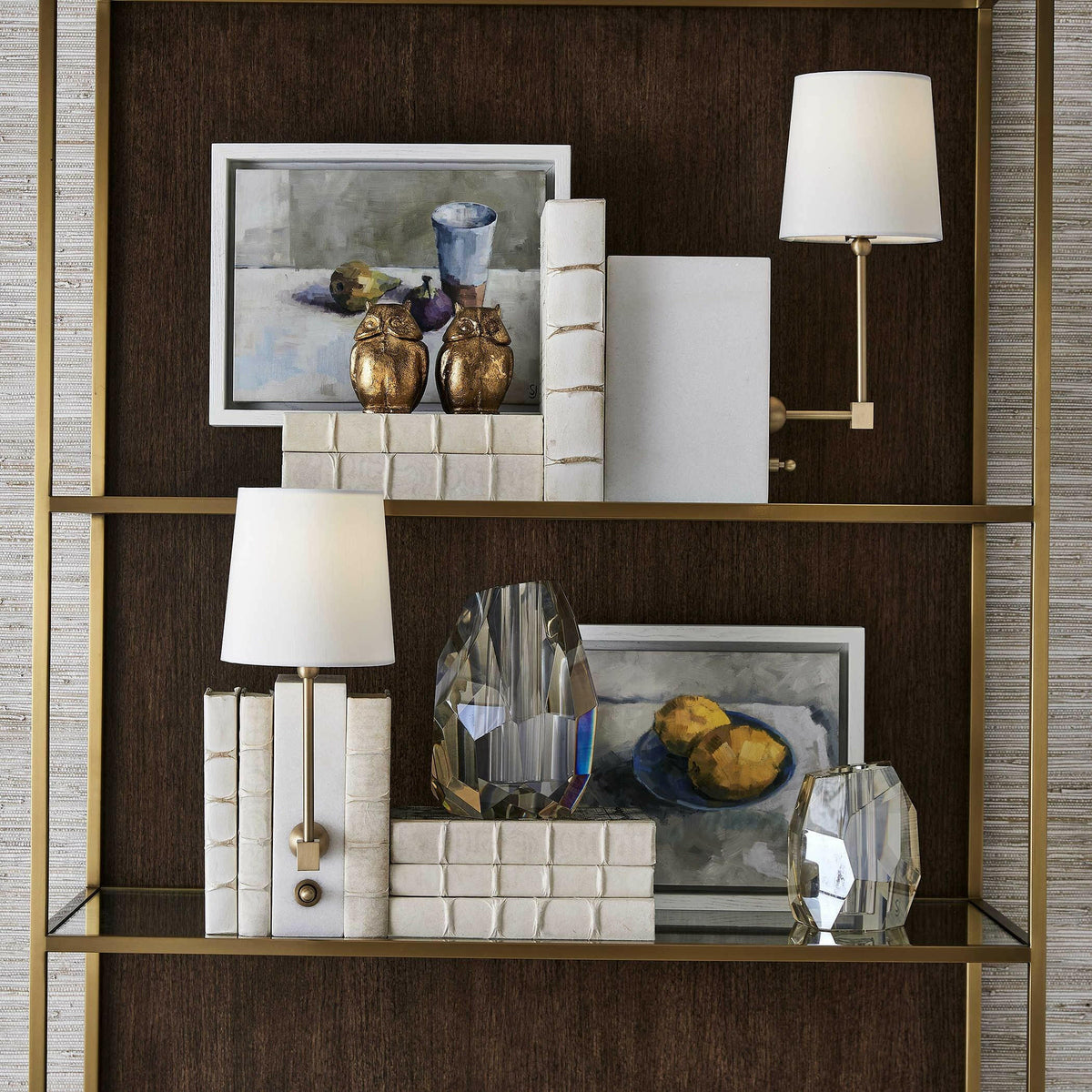 on a Shelf Mini Lamp - White Marble/brass.