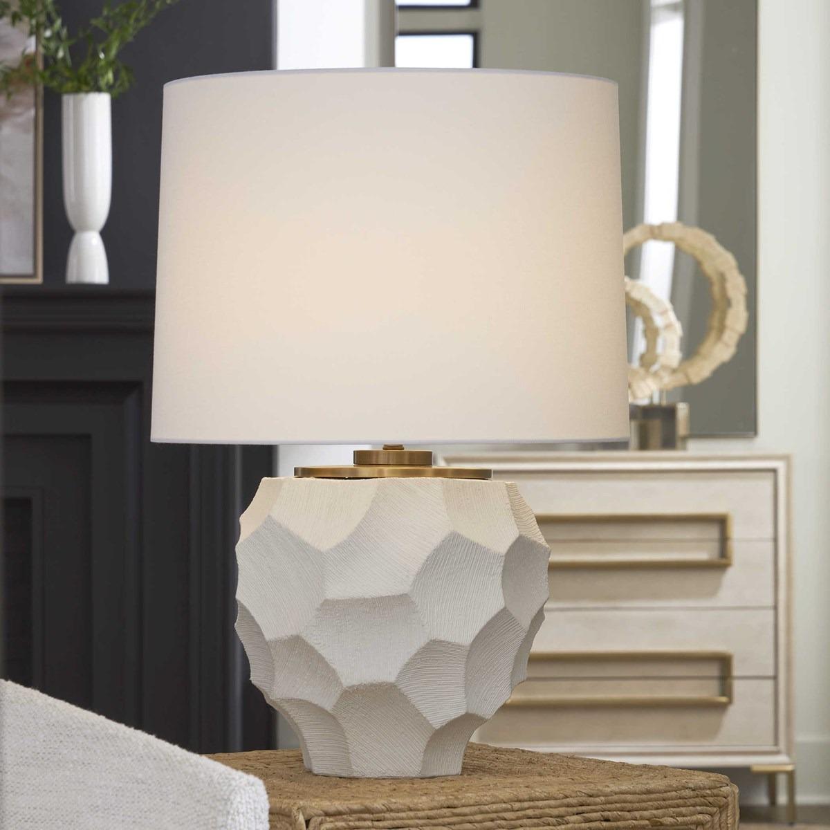 Uttermost Lighting On Edge Chalk White Table Lamp House of Isabella UK