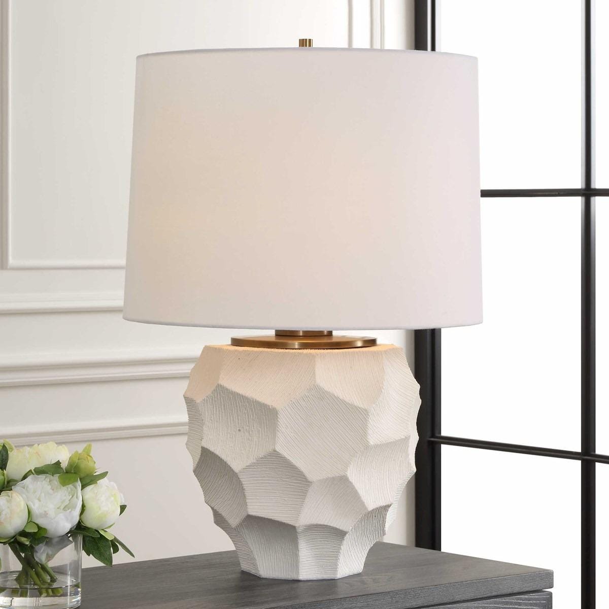 Uttermost Lighting On Edge Chalk White Table Lamp House of Isabella UK