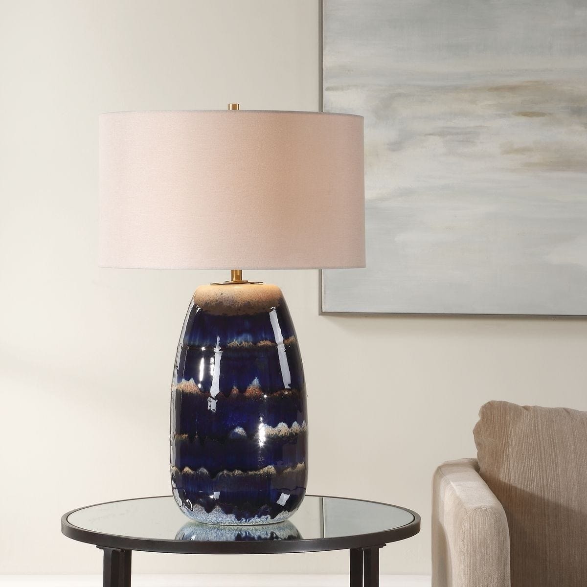 Uttermost Lighting Orleans Blue Glaze Table Lamp House of Isabella UK