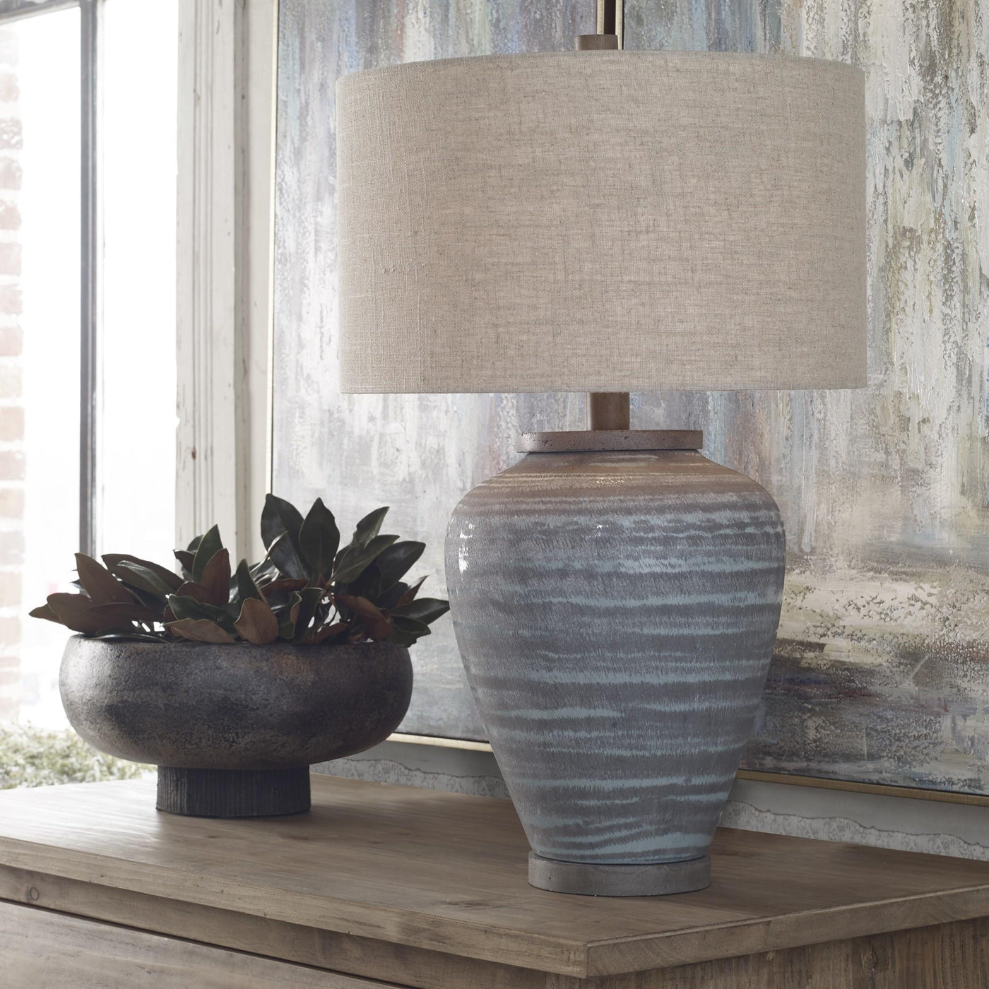 Uttermost Lighting Pelia Light Aqua Table Lamp House of Isabella UK