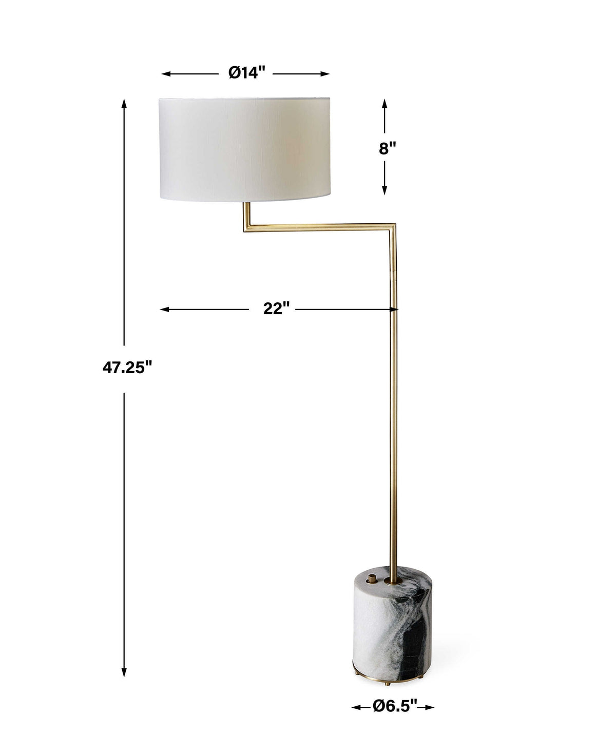 Uttermost Lighting Pivot Floor Lamp - Panda Marble/Brass House of Isabella UK
