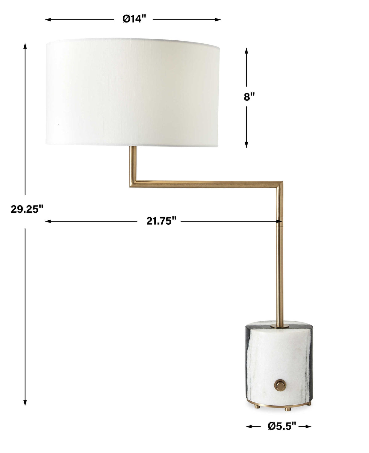 Uttermost Lighting Pivot Table Lamp - Panda Marble/Brass House of Isabella UK