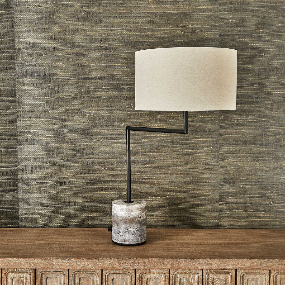 Uttermost Lighting Pivot Table Lamp - Travertine/Bronze House of Isabella UK