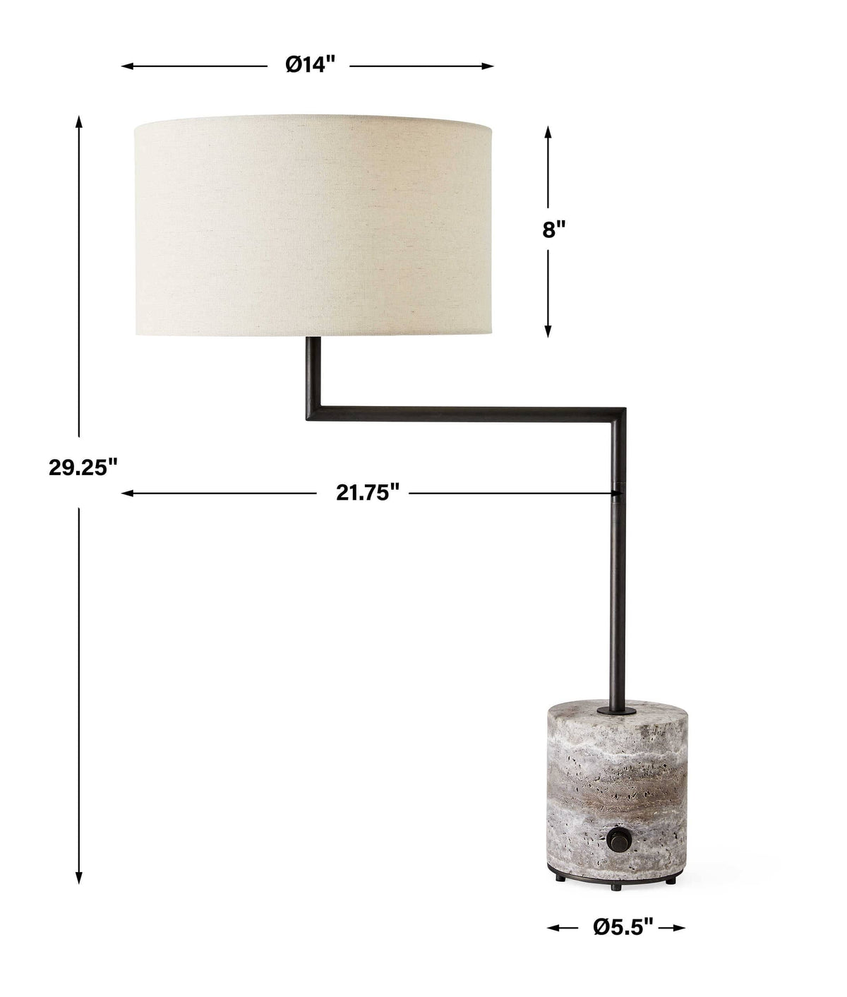 Uttermost Lighting Pivot Table Lamp - Travertine/Bronze House of Isabella UK