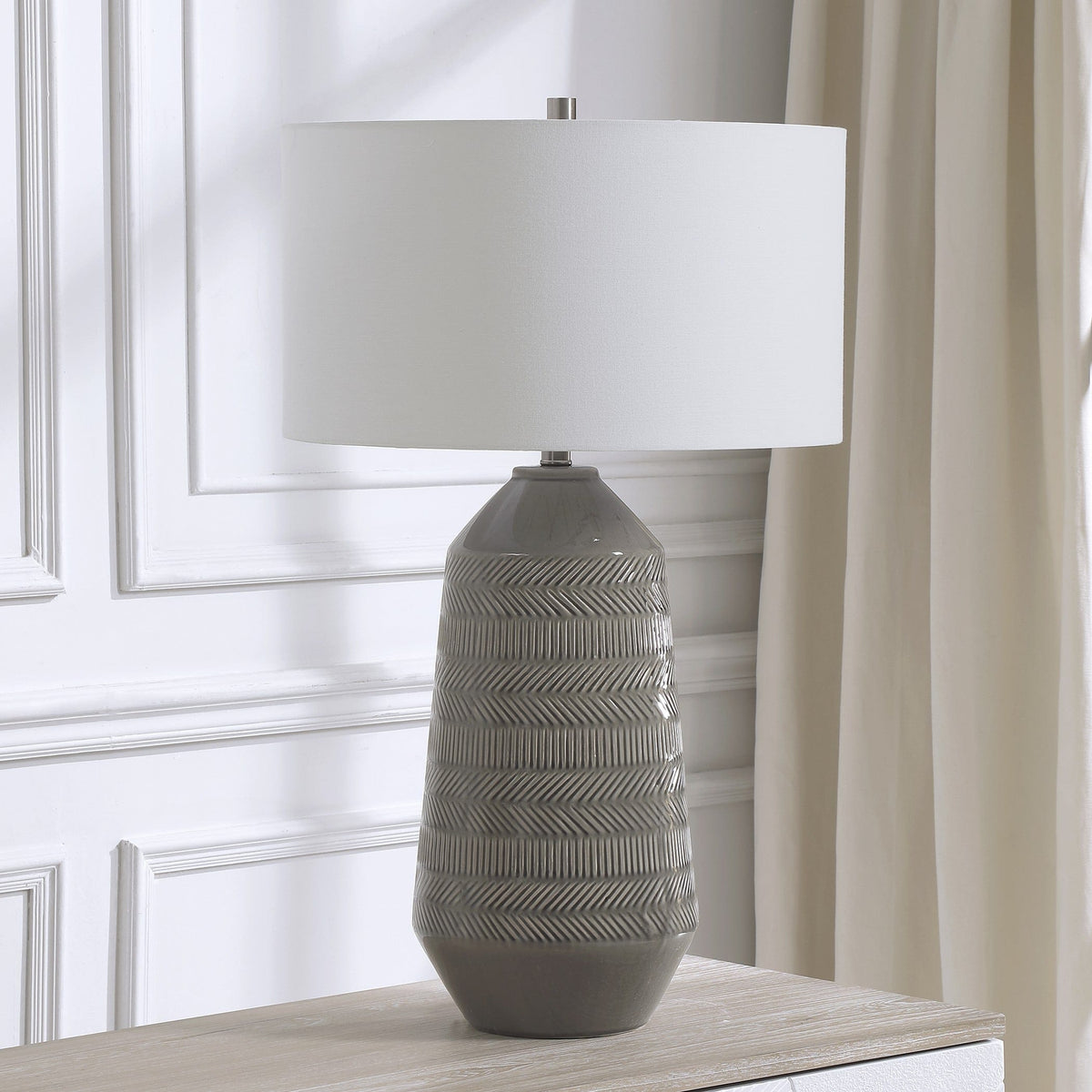 Uttermost Lighting Rewind Gray Table Lamp House of Isabella UK