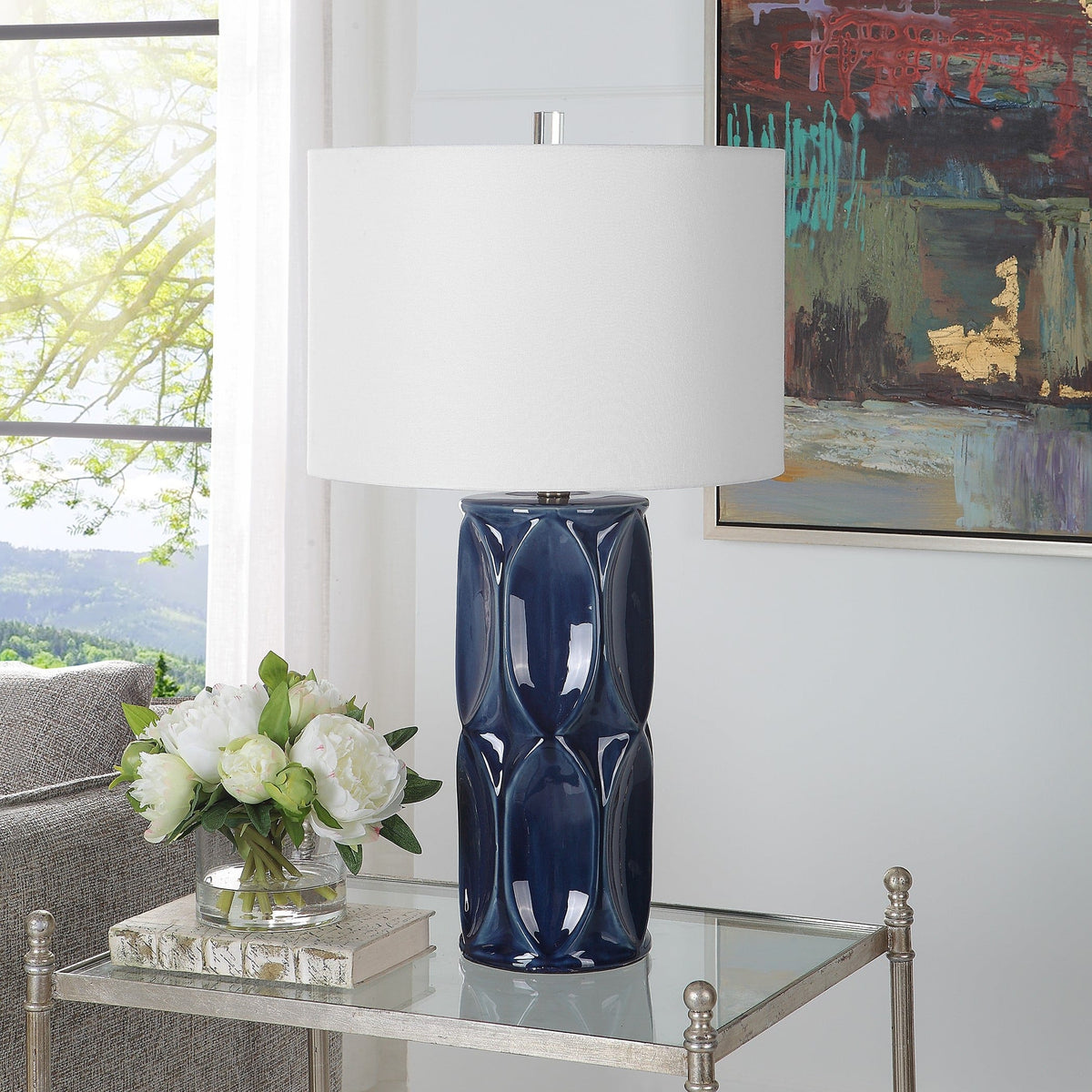 Uttermost Lighting Sinclair Blue Table Lamp House of Isabella UK