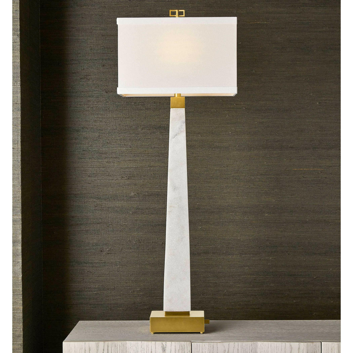 Spire Buffet Lamp - White Marble/brass.