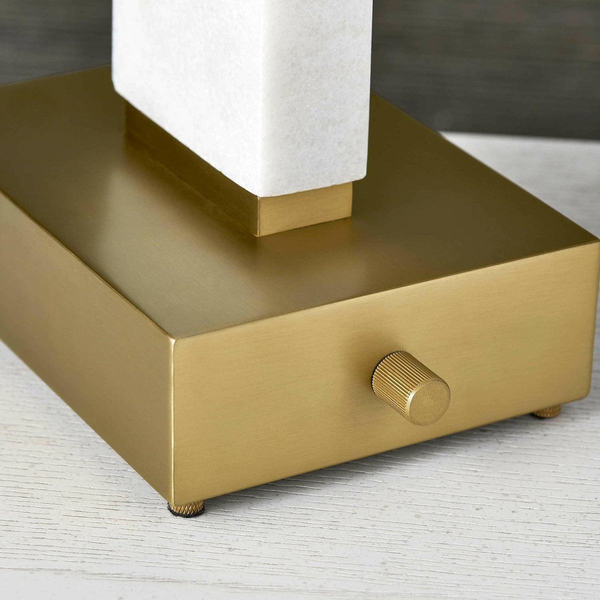 Spire Buffet Lamp - White Marble/brass.