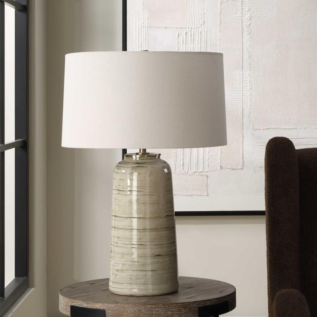 Strata Tan Glaze Table Lamp.