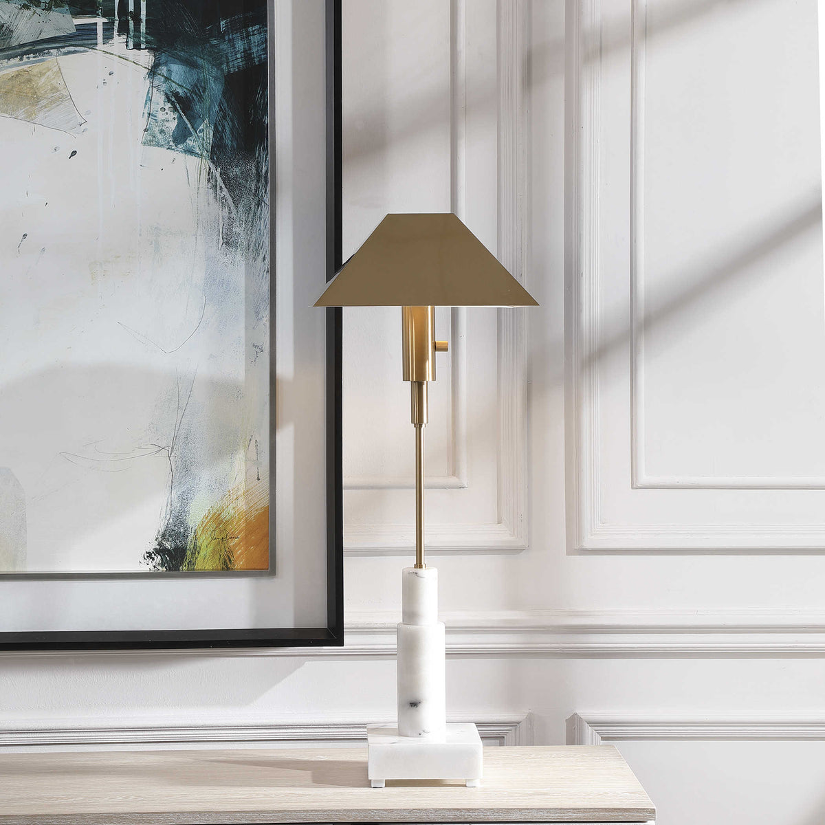 Uttermost Lighting Telescope Buffet Lamp - White Marble/Brass House of Isabella UK