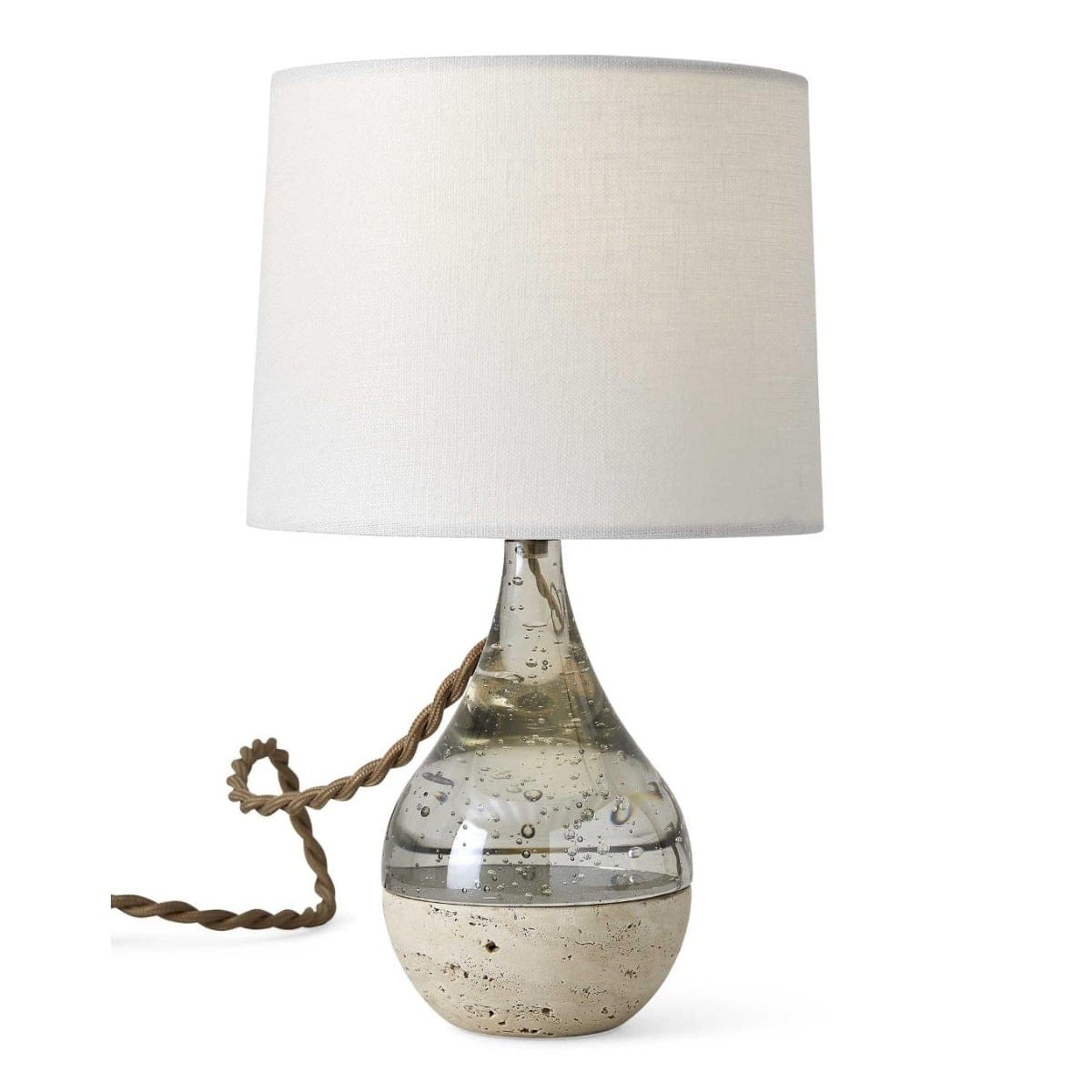 Uttermost Lighting Tiny Bubbles Glass & Travertine Mini Lamp House of Isabella UK