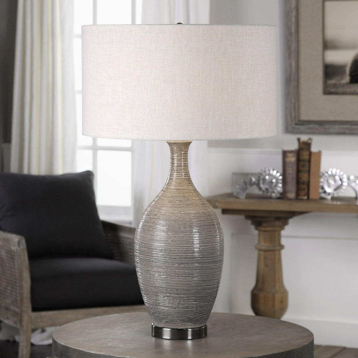 Dinah Gray Textured Table Lamp.