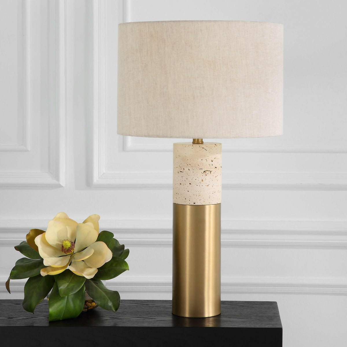 Gravitas Elegant Brass & Stone Lamp.