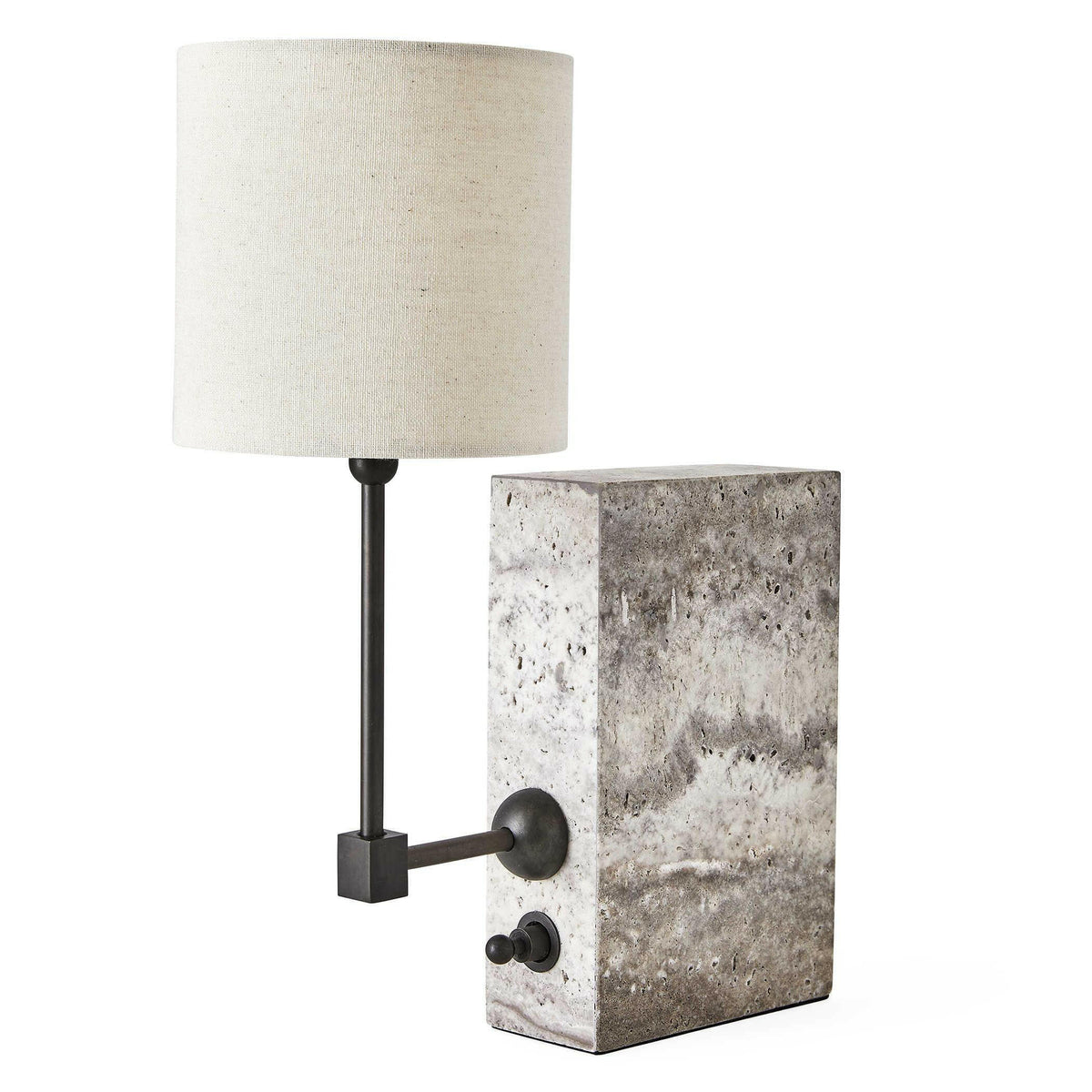 on a Shelf Mini Lamp - Travertine/bronze.