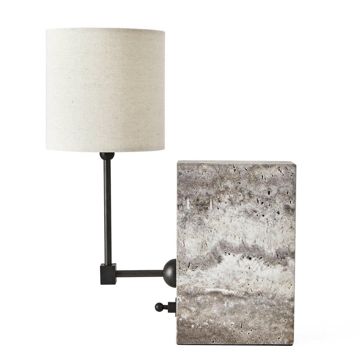 on a Shelf Mini Lamp - Travertine/bronze.