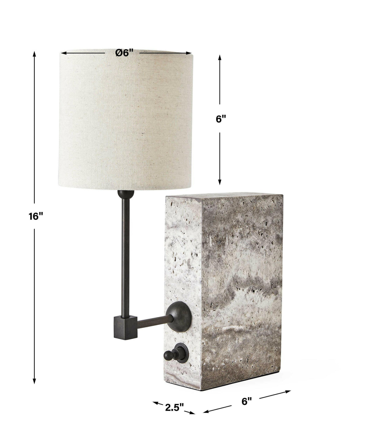 on a Shelf Mini Lamp - Travertine/bronze.