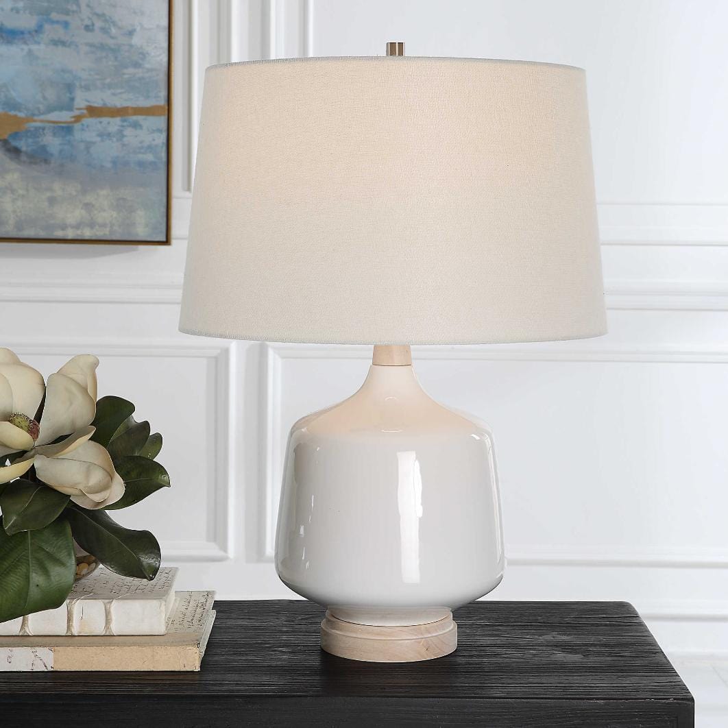 Uttermost Lighting Uttermost Opal Gloss White Table Lamp House of Isabella UK