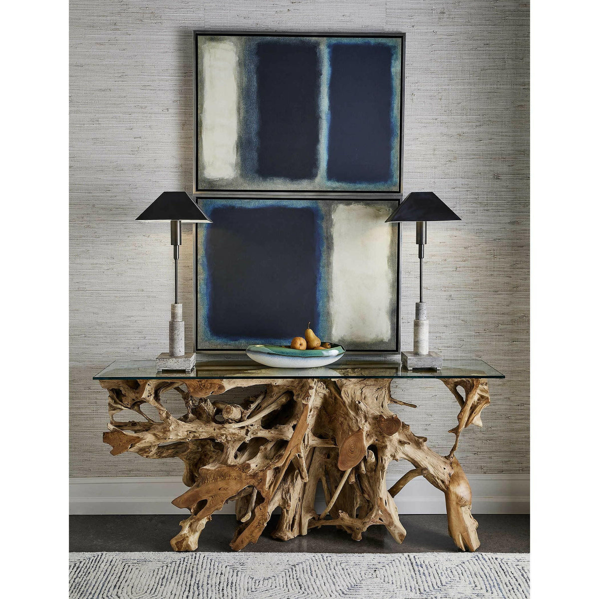 Telescope Buffet Lamp - Gray Travertine/bronze.