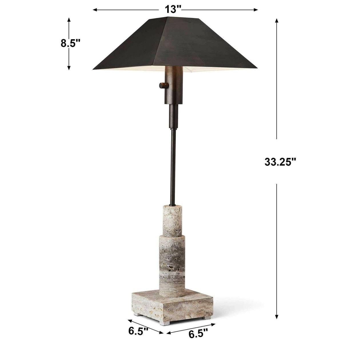 Telescope Buffet Lamp - Gray Travertine/bronze.