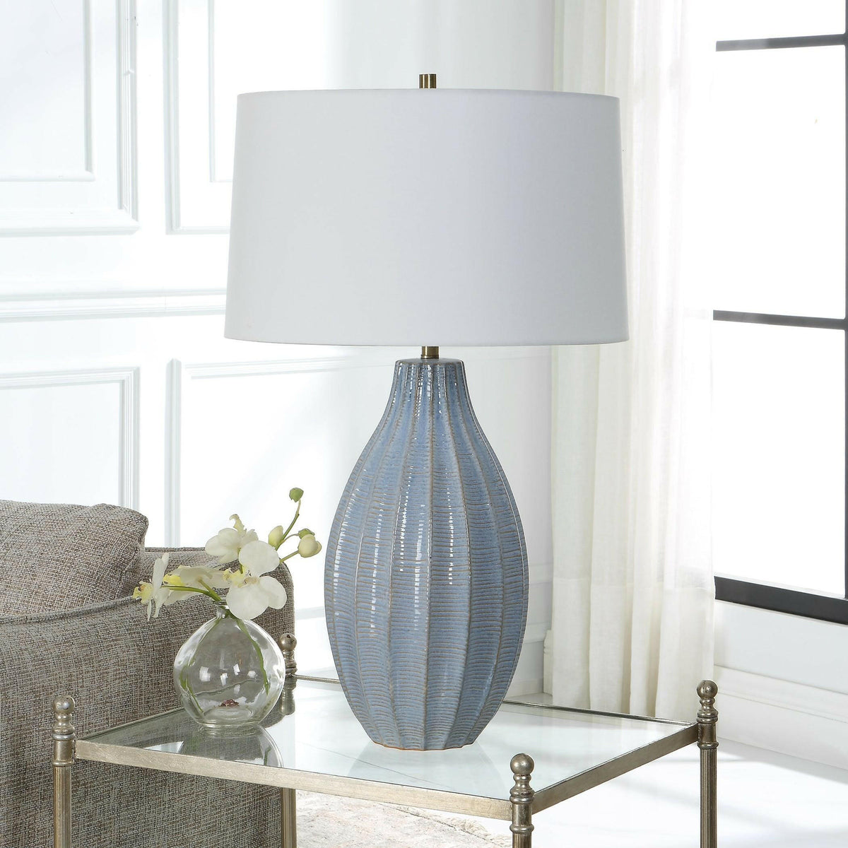 Veston Blue Glaze Table Lamp.