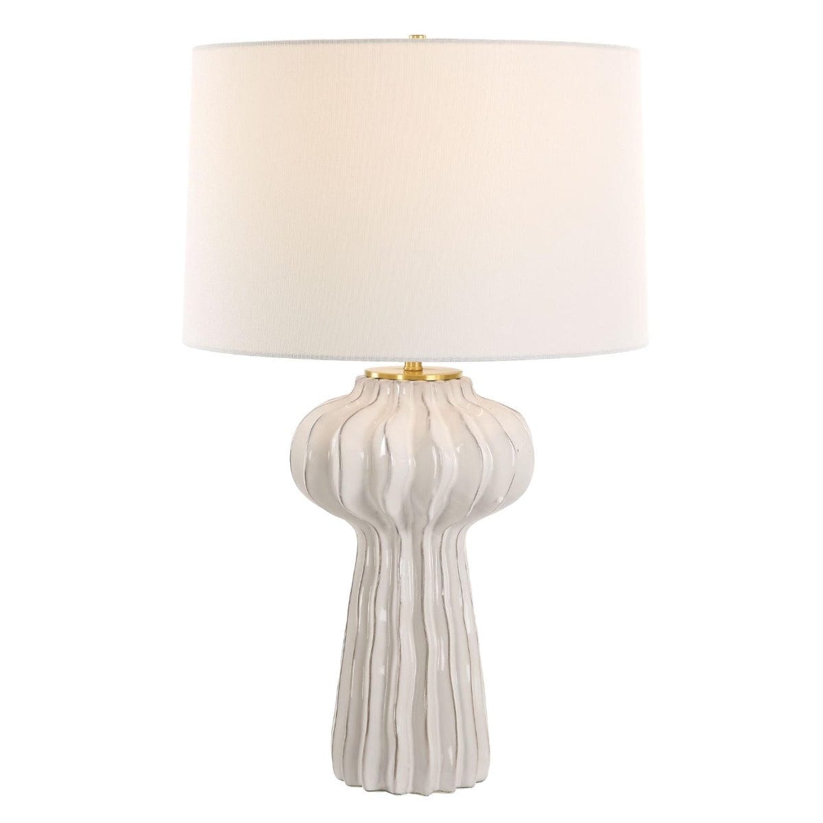 Uttermost Wrenley Ridged White Table Lamp.