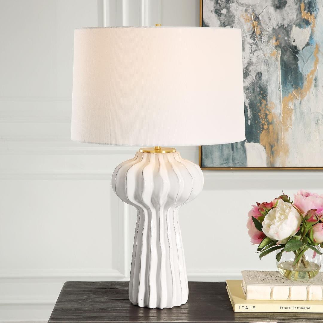 Uttermost Wrenley Ridged White Table Lamp.
