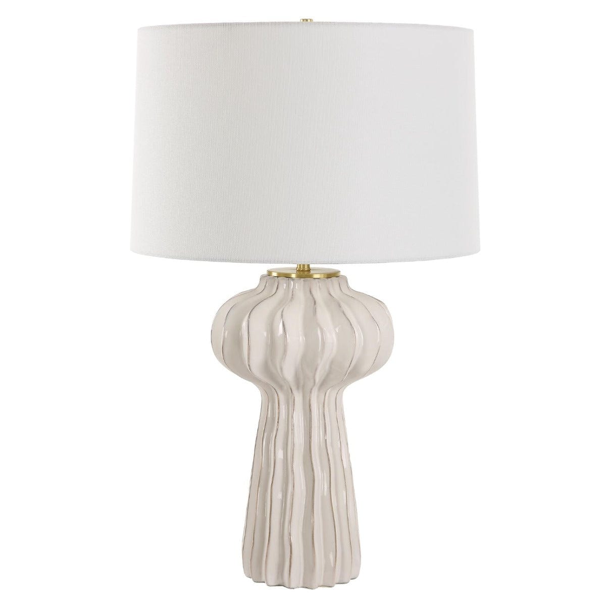 Uttermost Wrenley Ridged White Table Lamp.