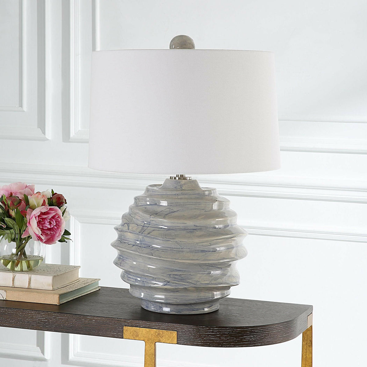 Waves Blue & White Accent Lamp.