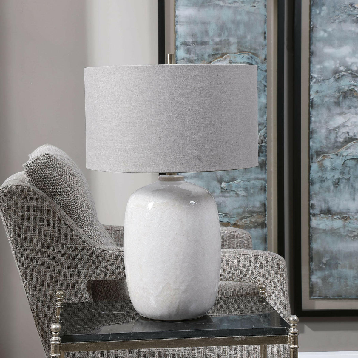 Winterscape White Glaze Table Lamp.
