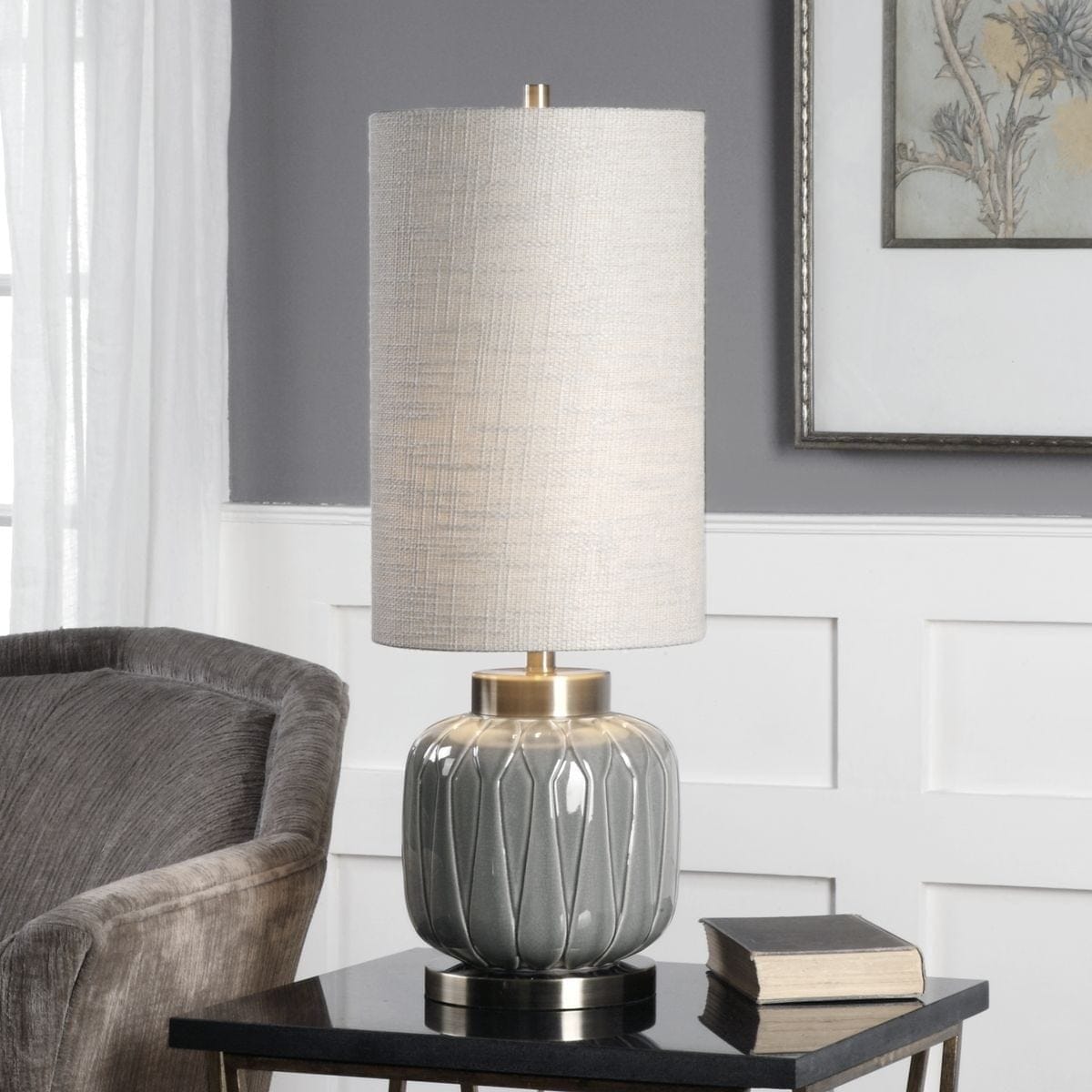 Uttermost Lighting Zahlia Aged Grey Ceramic Lamp House of Isabella UK