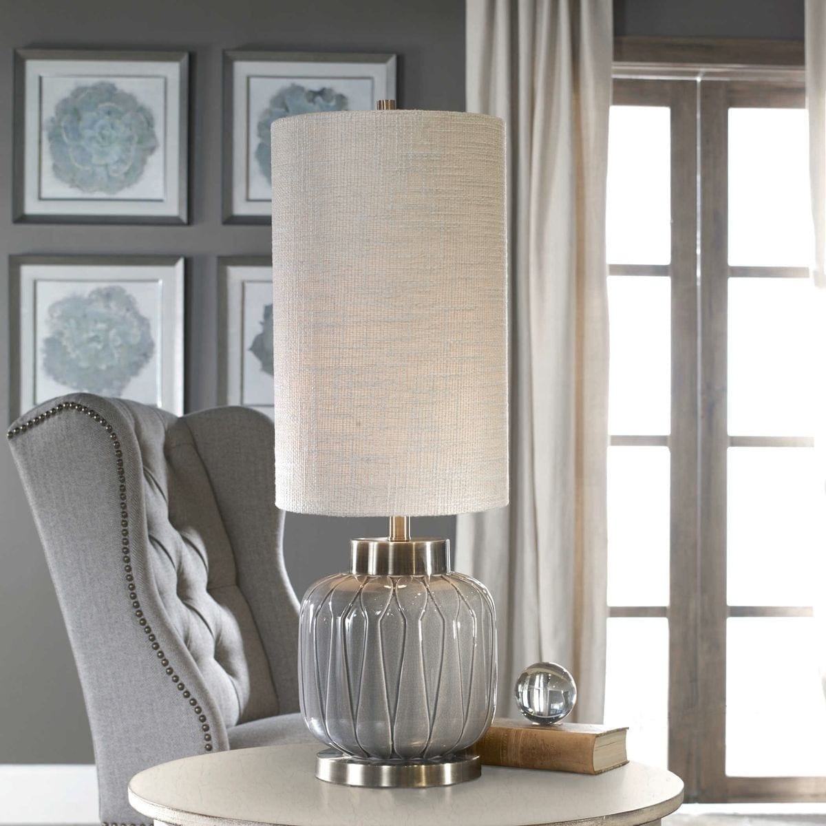 Uttermost Lighting Zahlia Aged Grey Ceramic Lamp House of Isabella UK