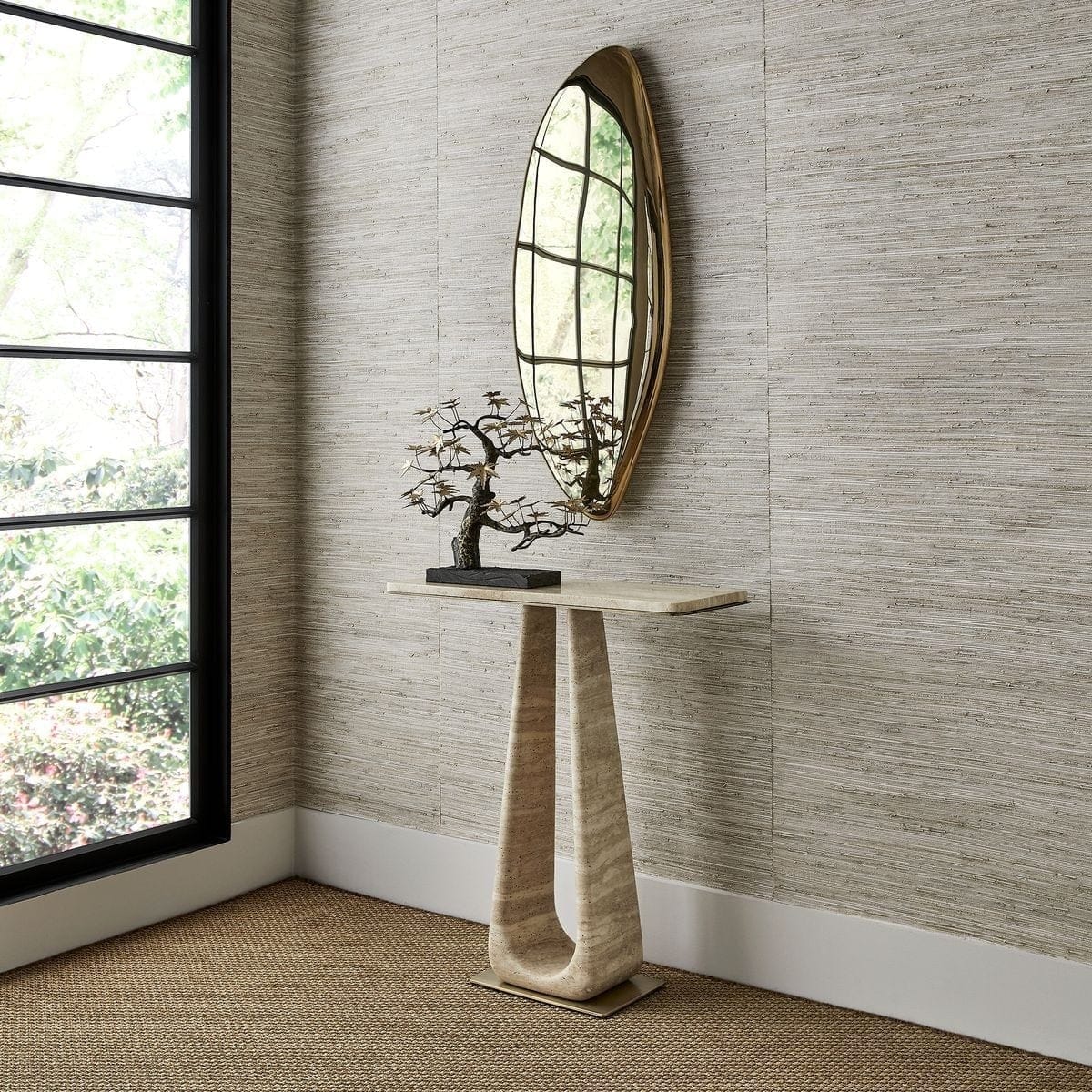 Uttermost Living About Turn Console Table in Travertine House of Isabella UK