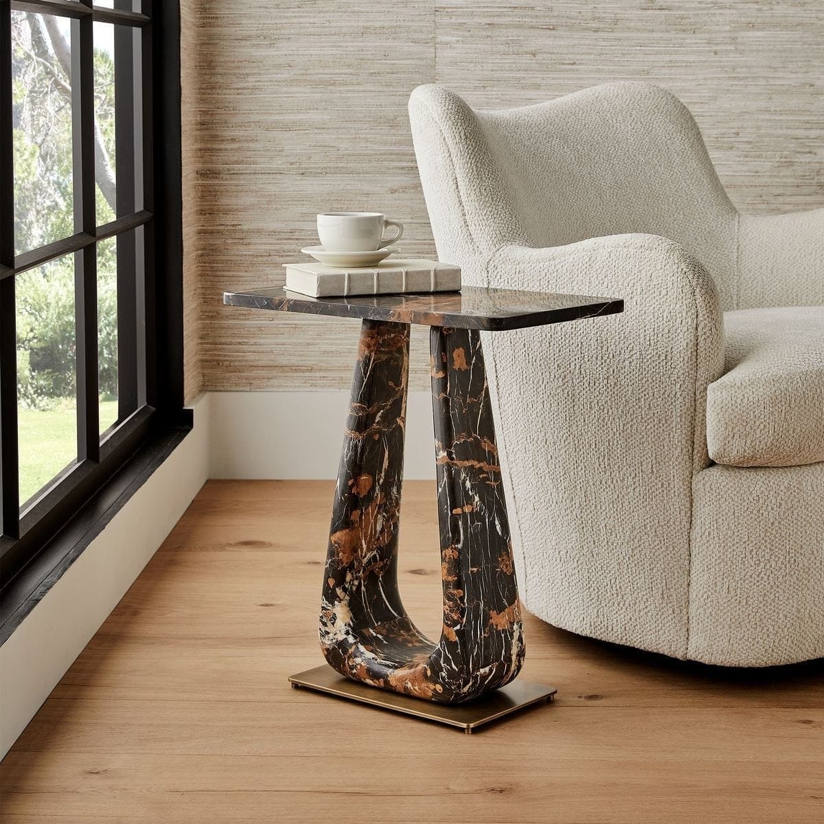 Uttermost Living About Turn Side Table in Michelangelo Marble House of Isabella UK