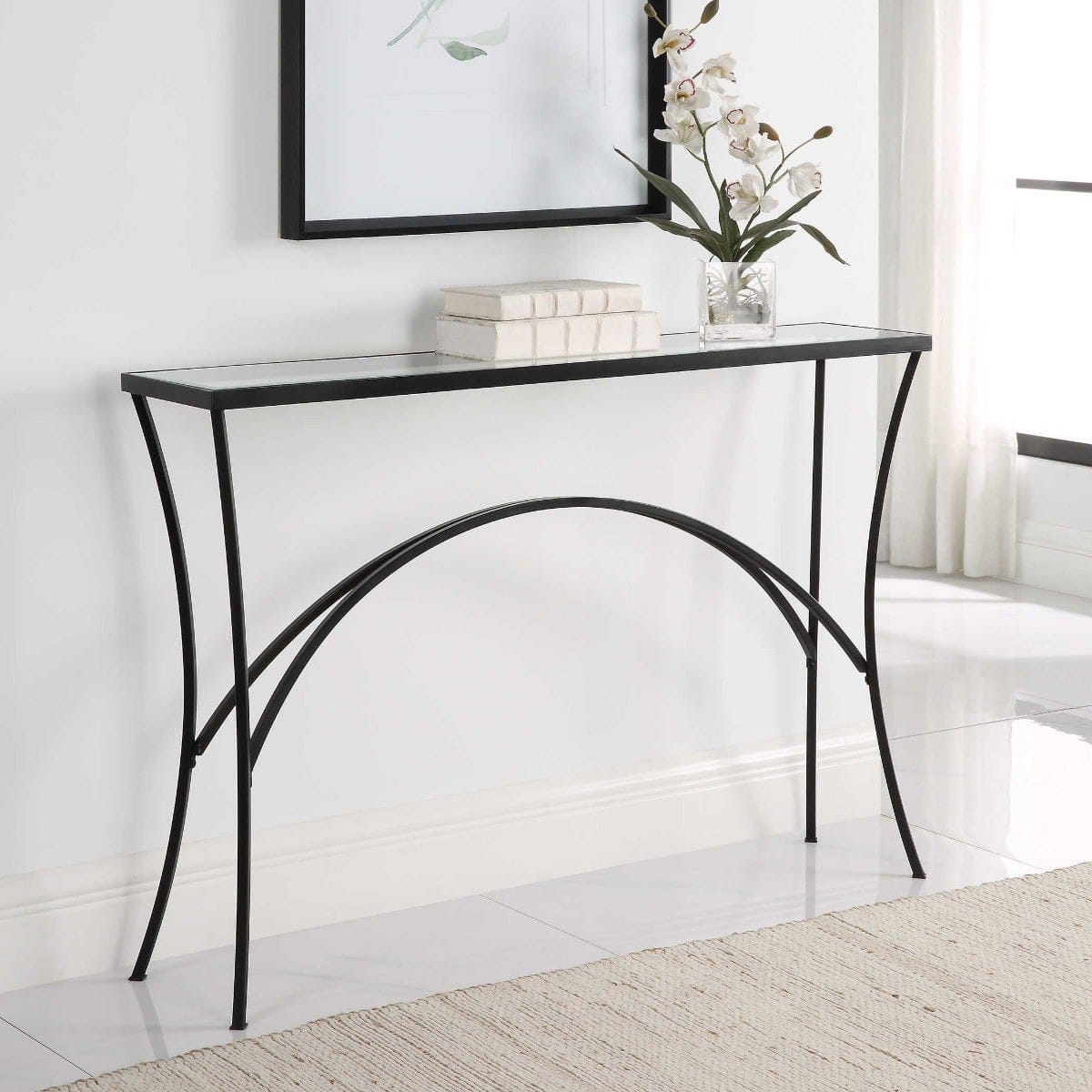 Uttermost Living Alayna Console Table in Black Metal House of Isabella UK