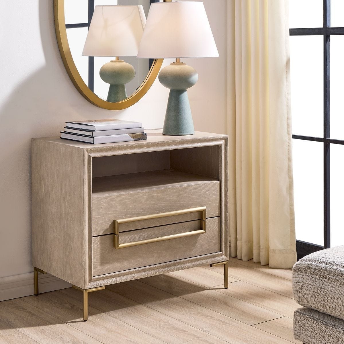 Uttermost Living Alessia Modern Side Table in Light Oak House of Isabella UK