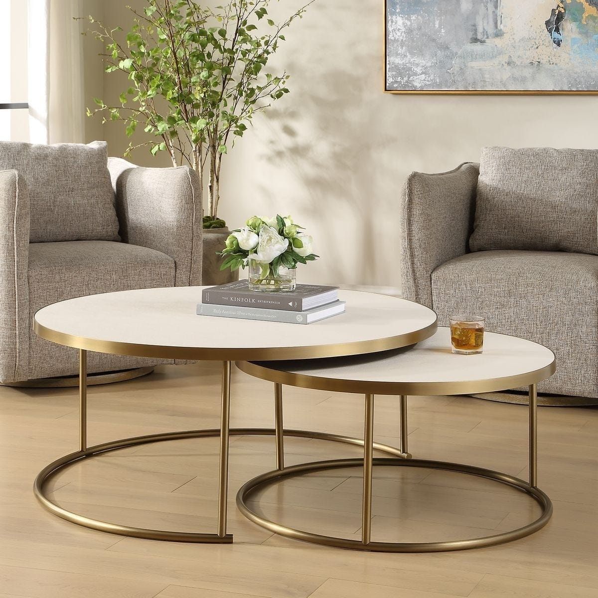 Uttermost Living Aragon Nesting Coffee Tables in White - Set of 2 House of Isabella UK