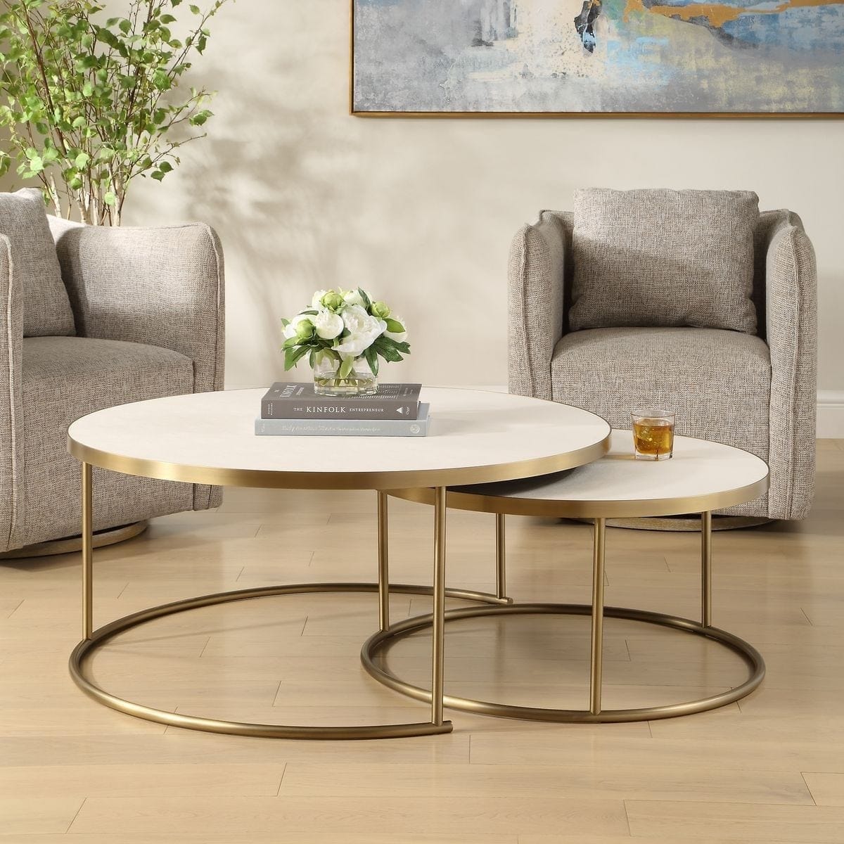 Uttermost Living Aragon Nesting Coffee Tables in White - Set of 2 House of Isabella UK