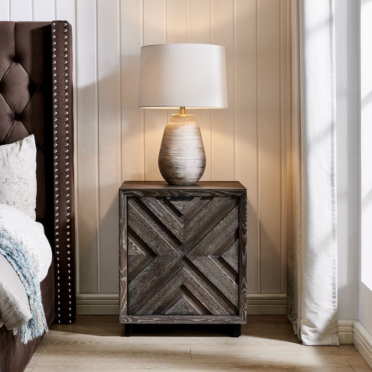 Uttermost Living Barrett Cabinet in Dark Charcoal Oak House of Isabella UK
