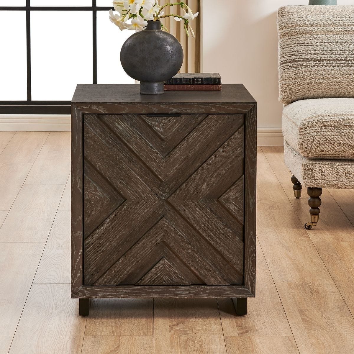 Uttermost Living Barrett Cabinet in Dark Charcoal Oak House of Isabella UK