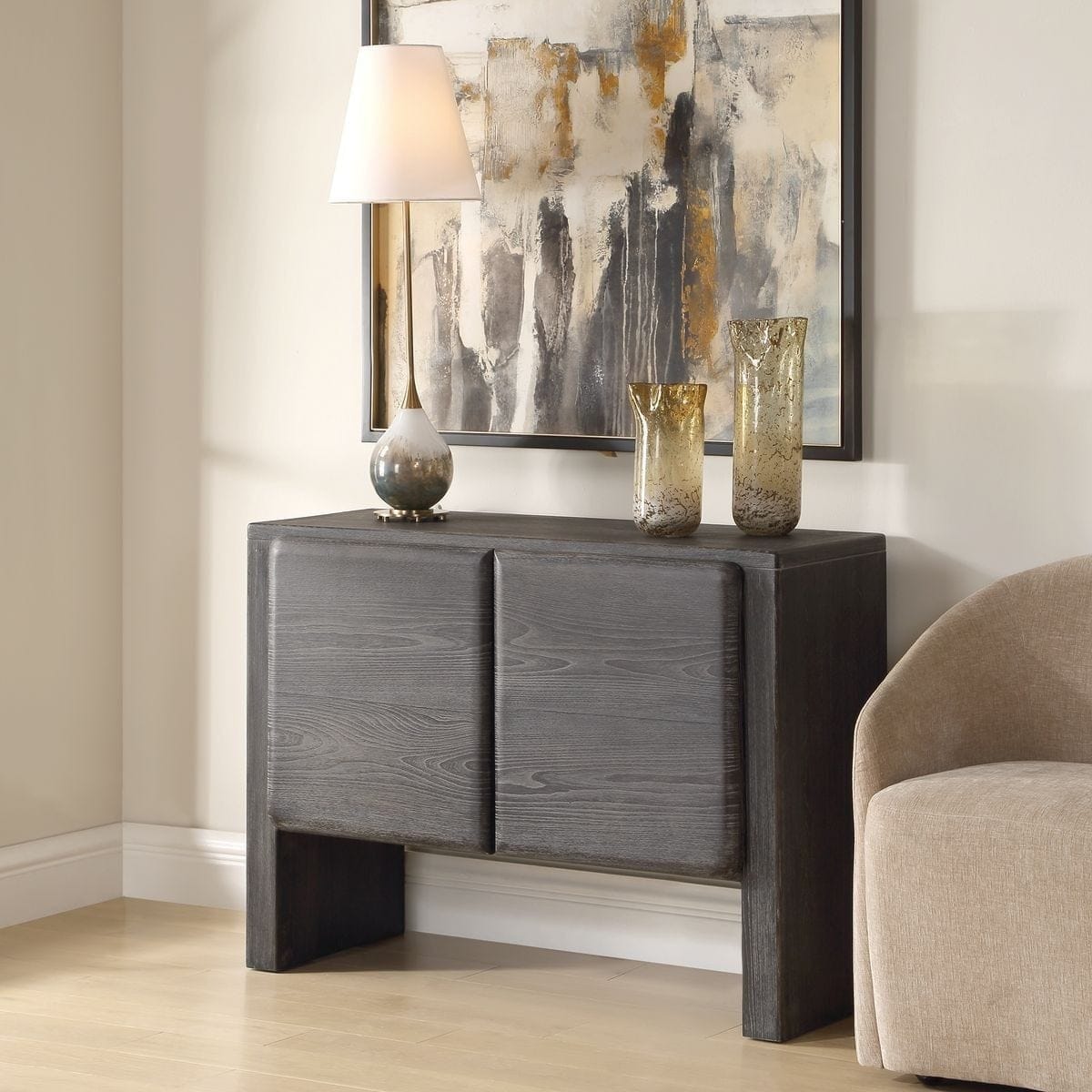 Uttermost Living Bierk 2 Door Cabinet in Dark Stain House of Isabella UK