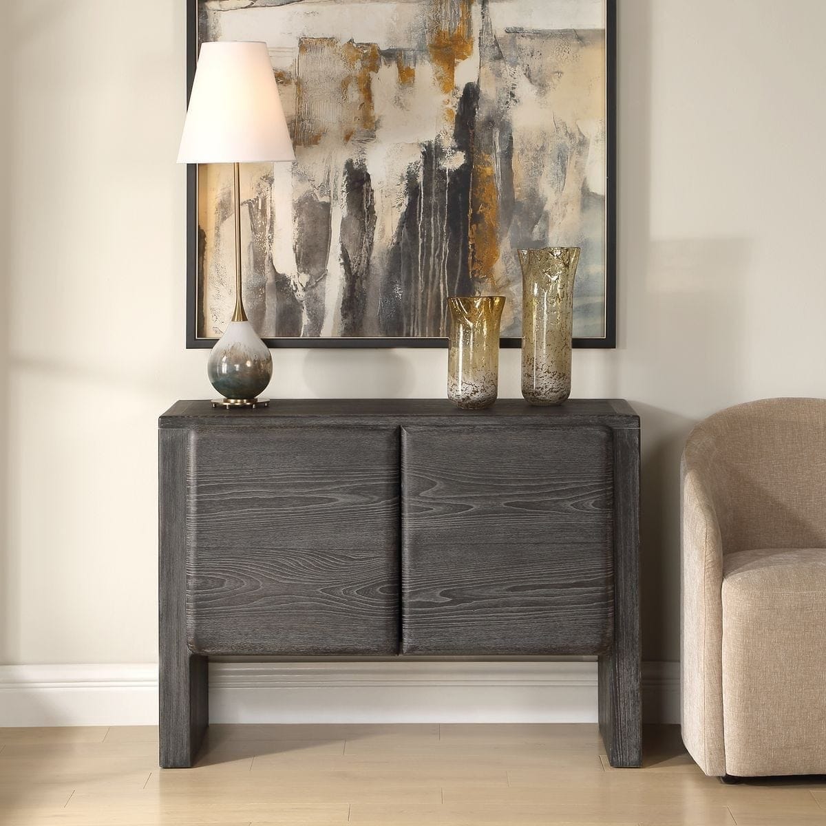 Uttermost Living Bierk 2 Door Cabinet in Dark Stain House of Isabella UK