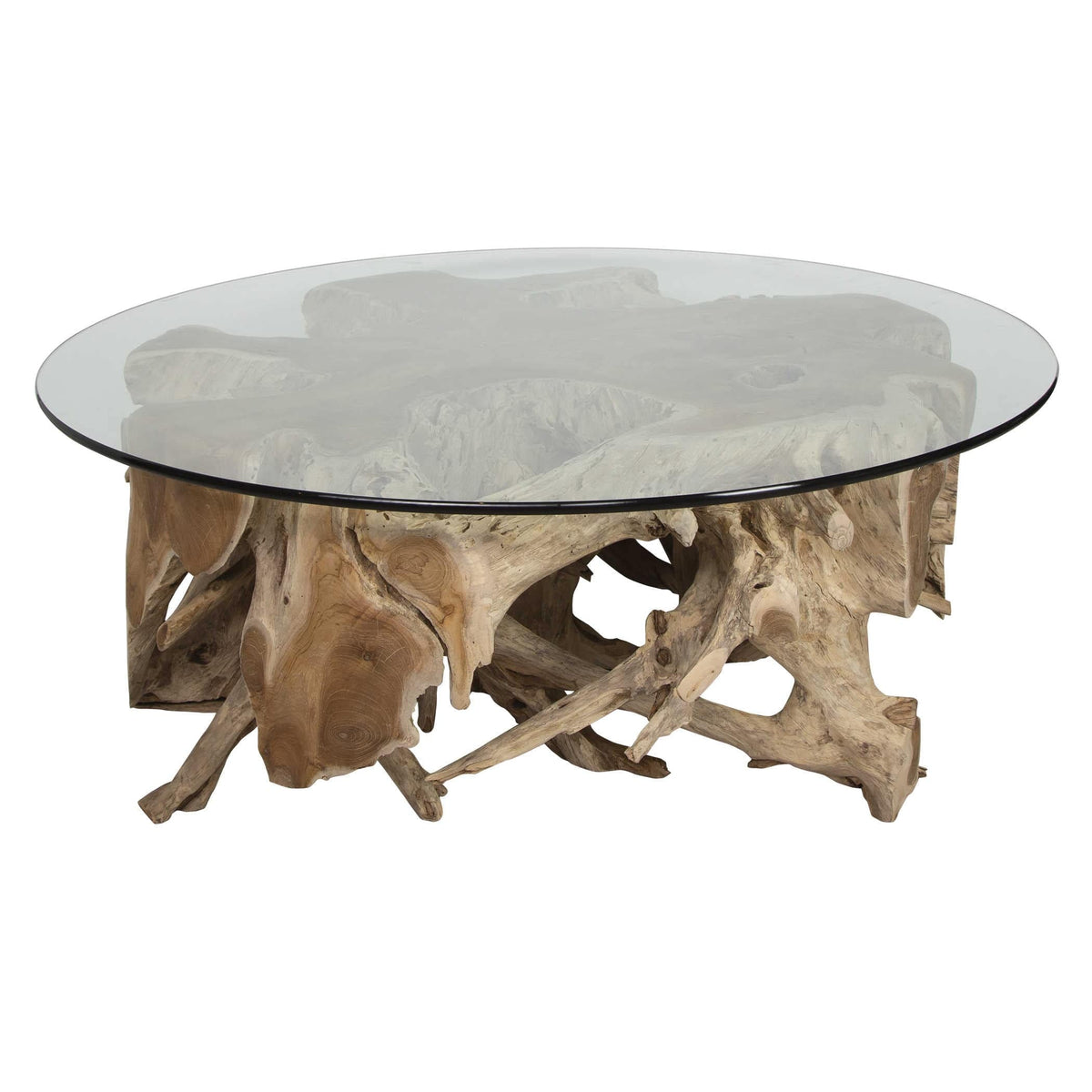 Black Label Center Root Coffee Table - Round 117cm Glass.