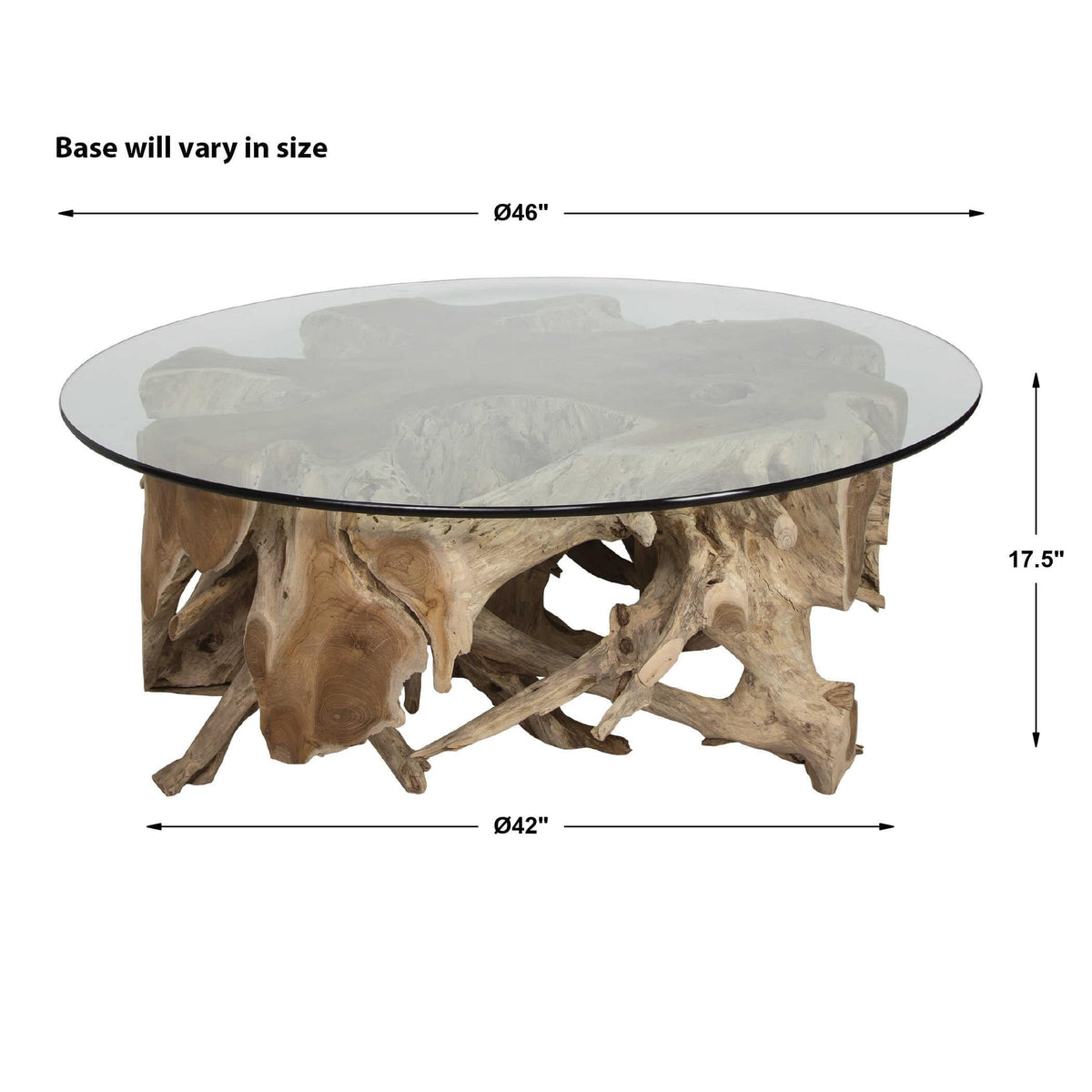 Black Label Center Root Coffee Table - Round 117cm Glass.