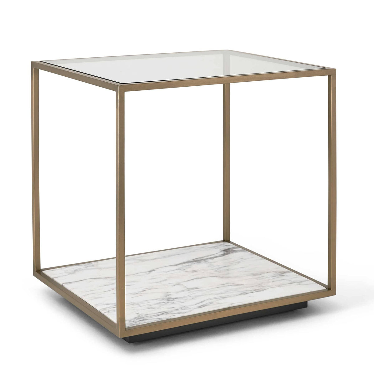 Black Label Floating Plane End Table - Marble/brass.