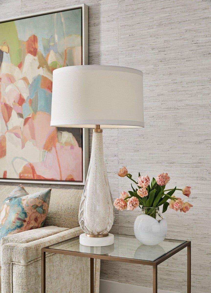 Black Label Floating Plane End Table - Marble/brass.