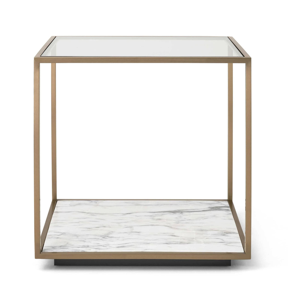 Black Label Floating Plane End Table - Marble/brass.