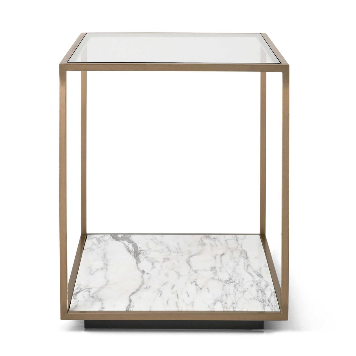 Black Label Floating Plane End Table - Marble/brass.