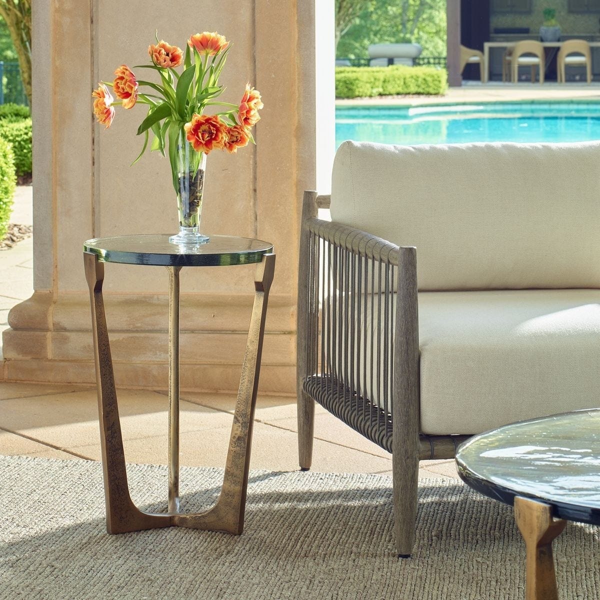 Uttermost Living Bohdi Outdoor Brass Accent Table House of Isabella UK
